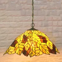 Pendant Lamps Tiffany Lights Flower LED Stained Glass Lamp Suspension Luminaire Color Living Room Hang LampPendant