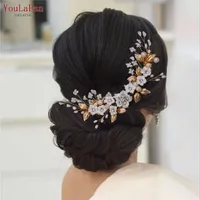 Hair Clips & Barrettes YouLaPan HP337 Floral Comb Wedding Bridal Clip Rhinestone Pearl Tiara Headpiece Brides AccessoriesHair