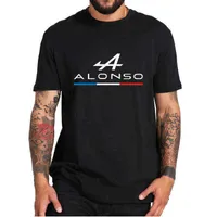 Fernando-alonso alpine tişört F1 2021 Formül 1 Yarış Sürücüsü Klasik Tee 100% Pamuk AB boyutu Kısa Kollu Erkek ve Kadın Yaz Extreme Sports T-Shirt