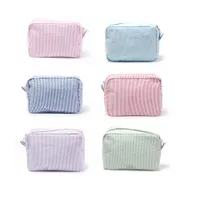 Seersucker Cosmetic Bag Multi Candy Colors Rectangle Makeup Bag Women Accessories Gift Light Material Storage Bags