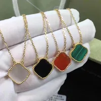 15 mm Klee Halsketten Anhänger Hülle Achat Titanstahl plattiert 18k für Frauen Valentinstag Muttertag Engagement Design274t