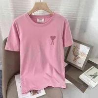 Fashions Tasarımcı Tshirts Love 22ss Macarone Yaz Yeni Saf Renk Kısa Kollu Şeker Serisi Sevgililerin Erkekler ve Kadınlar İçin Tişört