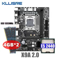 Kllisre X79 LGA 1356 kit de conjunto de placa-mãe com Xeon E5 2440 2pcs x 4GB = 8GB 1333MHz DDR3 ECC MemoryFree