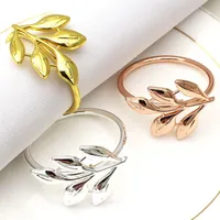 Gold Sliver Hoja de la servilleta del anillo de boda de la mesa de bodas Servilleras del soporte de la servilleta de hebilla Th0151