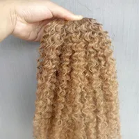 Brasilianische Jungfrau Remy Kinky Curly Hair Schuss menschliche Erweiterungen Blonde 270# Farbe 100g Ein Bündel WEEVEVES231Y