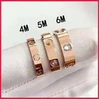 4mm 5mm 6mm Titanium Steel Silver Love Ring Men and Women Gold Gold Gold For Lovers Casal Ring para Gift2421