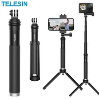 Telesin 0 9M in lega di alluminio Selfie Stick Monopode Tripode per Gopros Hero 10 9 8 7 6 5 Insta360 DJI Osmo Action Smartphone 220712