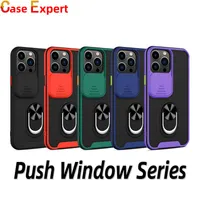 Push Window Lens Protector Kickstand Ring Holder TPU PC Phone Cases for iPhone 13 12 Pro MAX 11 XS XR 7 8 Plus