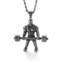 Pendant Necklaces Athletic Men&#39;s Muscular Trendy Man Fitness Dumbbell Necklace AccessoriesPendant