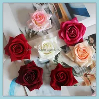 10 Pz / lotto Simation Rose Teste Artificiali Articolo Articolare Fiori per Sfondo da sposa Parete Accendi Flower Flower Accessori Fake Drop Consegna