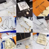 Fashion Women Necklace Choker Chain 18K Gold Plated 925 Silver Plated Stainless Steel Designer Letter Necklaces Pendant Statement Wedding Jewelry Accessories -6