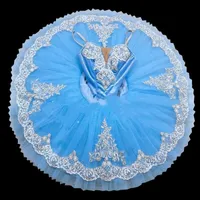 Sahne Giyim Mavi Bale Tutu Çocuk Çocuk Kızlar Profesyonel Kuğu Lake Balerin Dans Kostümleri Krep Elbise