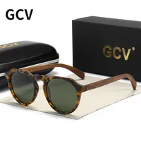 GCV 브랜드 고급 호두 나무 Hawksbill 표범 곡물 곡물 프레임 Ultralight Sunglasses 남성 여성 섬세한 패션 220526