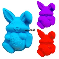 Sublimation Moulds DIY Easter Bunny Holds Egg Silicone Cake Bakings Mold Cartoon Cute Bunnys Cookies Chocolate Fondant Mold Easters Baking