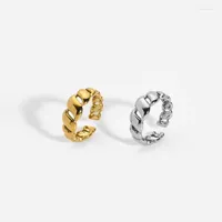 حلقات الكتلة أزياء المجوهرات الفولاذ المقاوم للصدأ النساء المعادن تويست 18K حلقة إصبع هدايا مقاومة للماء Ringscluster Edwi22