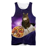 Ujwi Summer Galaxy Cute Kitty Vest Starry Sky Sleeveless Top Cat Spaceship Food 3D Printing Overized Sports Tank Dropship 220616