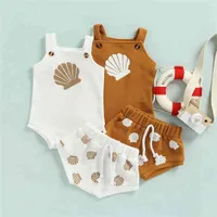 Baby Girl Cute Shell Print Roupas de roupas de roupa de macacão Bodyper Briefs M Recém