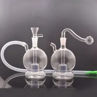 Portable Small Glass Bongs Hookah 10mm Female Round Egg Dab Rig Inline Matrix Birdcage Perc Ashcatcher with Tobacco Bowl and Oil Burner Pipe