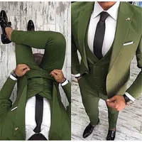 2022 Design mais recente Blazer Green Blazer Troushers Men Suits Conjuntos Slim Fit 3pcs Tuxedo Groom Suit de PROM Festas de Promo