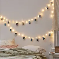 Saiten Weihnachten Po Clip Light String LED Fairy Garland Liebe Holzflügel Schlafzimmer Wohnzimmer Wand Pos Ornament Dekoriert