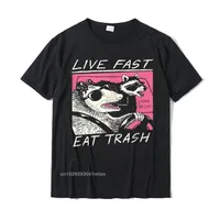 Live Fast Eat Trash T Shirt Design T Shirts Camisas Hombre for Men Cotton Tops Harajukuパーソナライズライフ220527