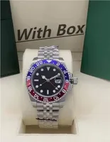 Mit Boxpapieren Herren Uhren 40 mm Armbanduhr Blue Black Ceramic Lünette Edelstahl Uhr Automatische Bewegung Optionaler wasserdicht