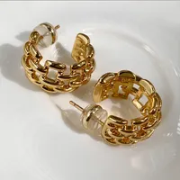 Europäische und amerikanische Twist-Kette S925 Hölzer Ohrringe Lady All-Mtach Flouged Circle Gold Ohrring Schmuckzubehör Geschenk weiblich