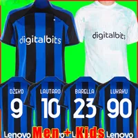 Top Quality Maglietta Calcio Lukaku Soccer Jersey Tees 22 23 Barella Home Away Men Bambini Football Shirt 2022 2023 Vidal Lautaro Eriksen Alexis Inters Dzeko Correa