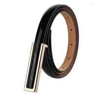 Cinturones 102 cm Damas Fashion Belt Versión coreana Versátil Versátil Hebilla de placa U Patente de cuero de cuero de vaca delgado cinturón casual simple Smal22