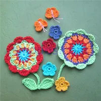 Flores decorativas coronas de crochet hechas a mano jardín colorido jardín, acolchado bricolaje 3D artesanía tela de algodón decoración de navidad hoja de flor