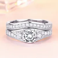 Top quality 30 piece Sparkling Cubic Zirconia Anniversary Wedding rings set for women Engagement Ring Bridal Sets 925 Sterling Sil2730