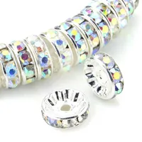 Tsunshine 100pcs Rondelle Spacer Crystal Charms Beads verzilverde Tsjechische strass losse kraal voor sieraden maken doe -het -zelf armbanden 295m