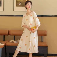 Fdlak Low -Duft -Modal Nachthemd Frauen Summer Nightcones süße Kurzärmel Lose große Größe Midleng Kleid M3XL J220730
