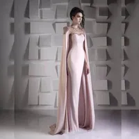 new arrival pink beading sheath column evening dress with wrap elegant pageant formal evening gowns runway fashion