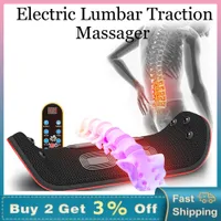 Electric Lumbar Traction Massager Inflatable Hot Compress Lumbar Spine Support Waist Back Vibration Massage Device Pain ReliefRa
