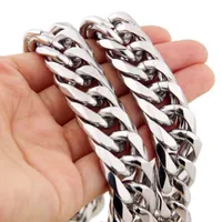 Kedjor 9/11/13/16/19/21mm Tungt rostfritt stål Choker-halsband Mens eller Womens Curb Cuban Chain Fashion Jewelry 7inch-40inch