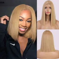 NXY Nnzes Short Blonde Wig Synthetic s for Black Women Straight Bob Middle Part Brown Copper Ginger Orange Cosplay Hair 220622