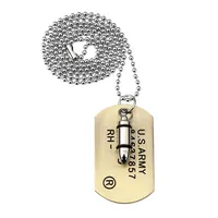 Men Military Card Dog Tags Pendant Necklace Stainless Steel 70cm Long Beads Jewelry Fashion Necklaces338F