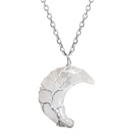 Chains Lock Necklace Safety Fashionable Moon Life Silver Long Necklaces & Pendants