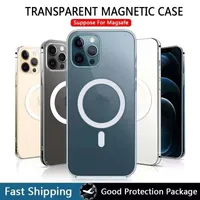 Magsage transparente transparente acr￭lico Las cajas de tel￩fonos a prueba de choques magn￩ticos para iPhone 14 13 12 11 Pro Max Mini XR XS x 8 7 m￡s cargador inal￡mbrico compatible