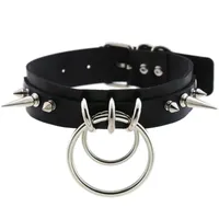 Chokers KMVEXO Punk Spike Metal Collar Girls Leather Harness Choker Necklace For Women Party Club Chockers Gothic Jewelry Harajuku 2022