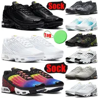 مع Sock Tag Men Running Shoes Tn Plus 3 Tns Tnplus Triple Black White Mens Trainers Sports Switch Sneakers Runners