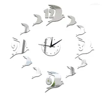 Relógios de parede estrela menina de cristal acrílico espelho relógio desenho animado de pássaro elefante elefante sólido quarto de estar adesivo
