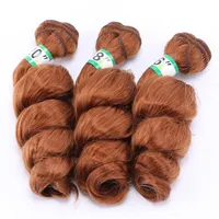 Bouncy Deep Loose Wave Hair Weft Sew in Hair Extensions Brown Obre 3pcs For One Haed Synthetic Lenght Hair Wefts Jerry Curl för W329B
