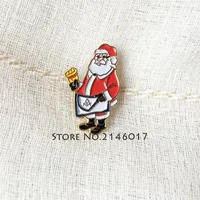 10 stks Master schort Rapel Pin Santa Masonic Christmas Badge Custom Email Metal Pins Broche Mason Mason Cartoon Xmas Men176S