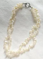 Chokers Strands 9mm White Flat Baroque Pearl Handmade Necklace Natural Freshwater Women Jewelry 35cm 43cm 14'' 17'' 60cmChok