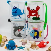 Neu!! 15*17 cm Kinder Strandschalenbeutel Mesh Handtasche für Spielzeug Aufbewahrungskorb geformt ein Griff Organisator SeaShell Me Me