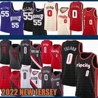 2021 2022 Novas camisas de basquete 0 55 Portland''Trail''''Blazers'men Sacramento'''kings'men Damian Lillard Jason Williams 213