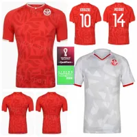 National Team Tunisia Soccer Jersey 2022 Qatar World Cup 7 MSAKNI 23 Sliti 19 Jaziri 11 Khenissi 22 Ben Said 4 Abdi 3 Talbi 14 Laidouni 10 Khazri Football Shirt Kits