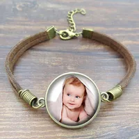 Bracelets à charme bracelet de corde PO personnalisée de votre bébé enfant maman papa grand-parent cadeau pour un membre de la famille GiftCharm